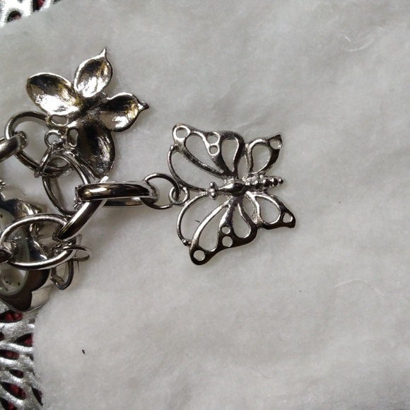 Watch/Bracelet,Silver tone,Butterfly bracelet watch. - Picture 9 of 10